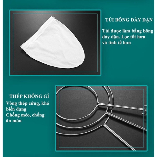 Vợt lọc trà vải, quai inox, nhiều kích thước, vợt lọc màu cà phê, HVL TEA