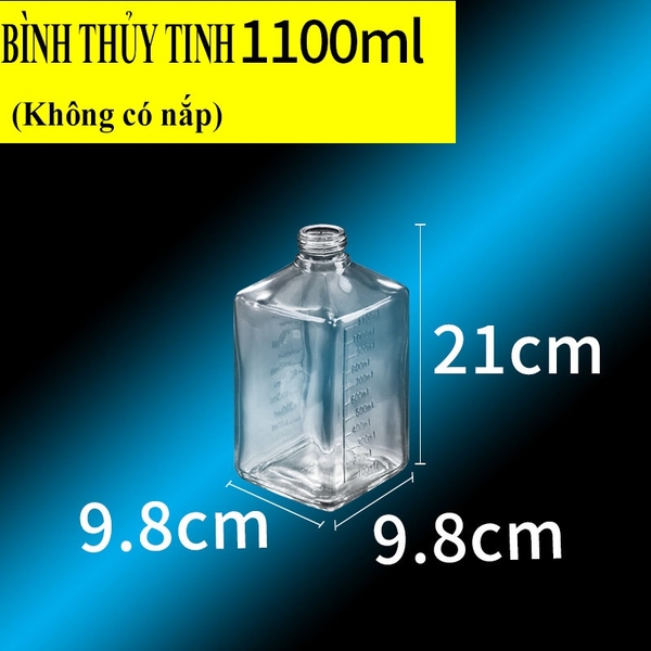 Bình bơm đường/siro thủy tinh có pump 1100ml cao cấp, loại tốt - HVL TEA