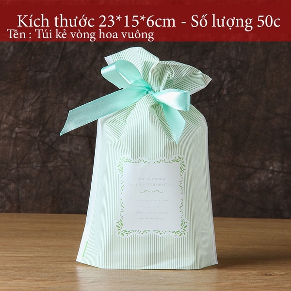 Túi đựng bánh kẹo có Dây Nơ, nhiều họa tiết, bao bì đựng bánh buộc dây 50 túi/sp - VUA BAO BÌ