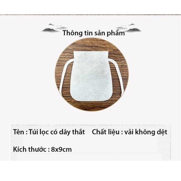 Combo 50 túi lọc trà, vải không dệt có dây thắt, kiểu dáng hũ có tai, tăng tốc độ lọc, thẩm thấu tốt - HVL