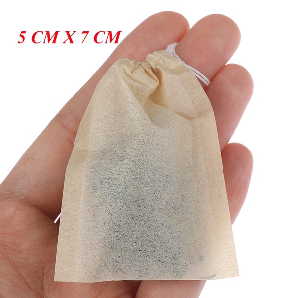 Combo 100 Túi lọc trà giấy màu gỗ, có dây rút, nhiều kích thước - HVL