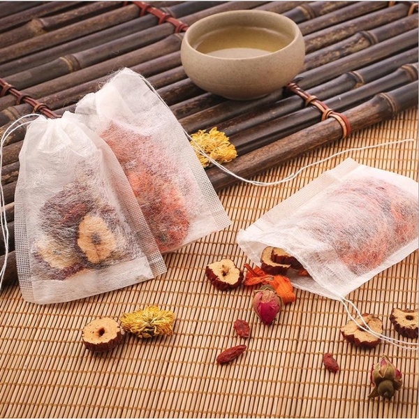 Combo 100 Túi lọc trà sợi ngô siêu thấm nước, có dây rút - HVL