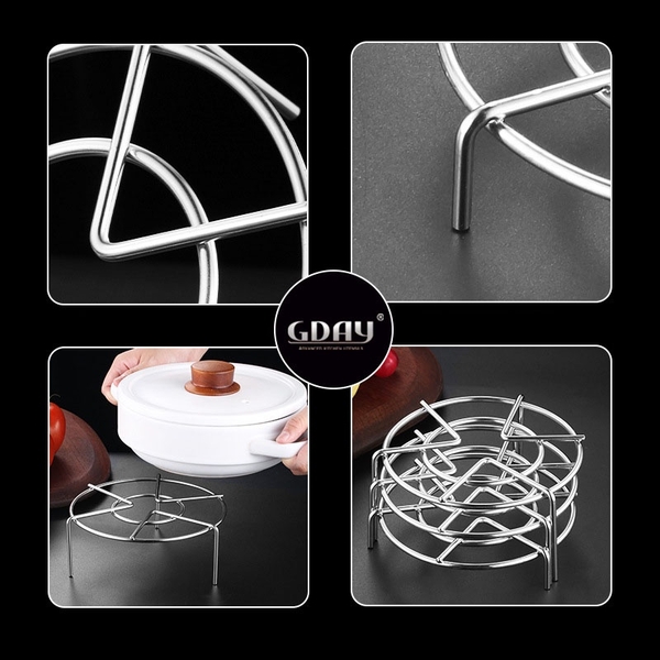 Rế hấp - rế lót đít nồi inox 304, 2 in 1 tiện dụng không gỉ sét, nhiều kích thước - HVL TEA