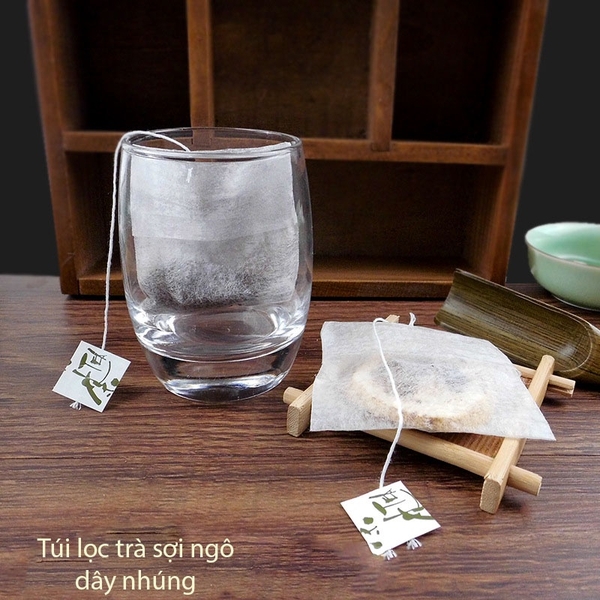 Combo 100 Túi Lọc Trà, Thảo Dược Có Dây Nhúng, Chất Liệu Tự Nhiên Sợi Ngô Siêu Thấm, Kiểu Dáng Gấp Miệng - HVL