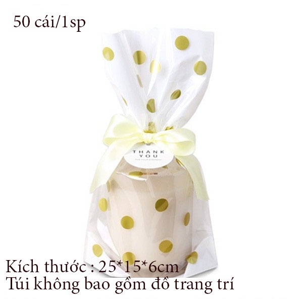 Túi đựng bánh, kẹo có đế họa tiết có đáy thiết kế dây buộc