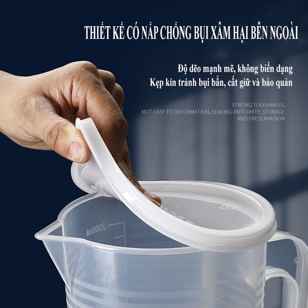 Cốc Đong, Ca Đong Định Lượng Có Nắp Đậy Pha Chế Bằng Nhựa Chia Vạch - HVL TEA