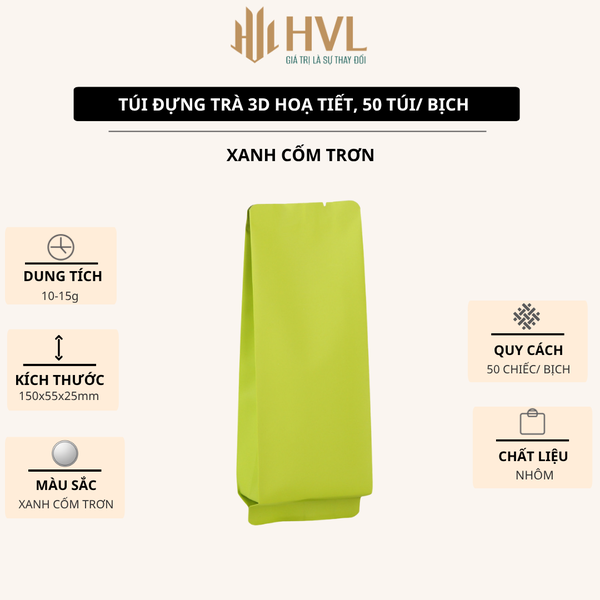 Túi Đựng Trà 3D Nhôm Trơn & Nhám 15x5.5x2.5cm – 50 Túi/Bịch