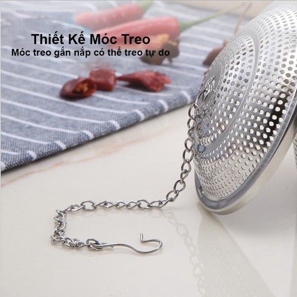 Lọc trà inox 304 hình trụ, có dây treo, không gỉ, nhiều kích thước - HVL