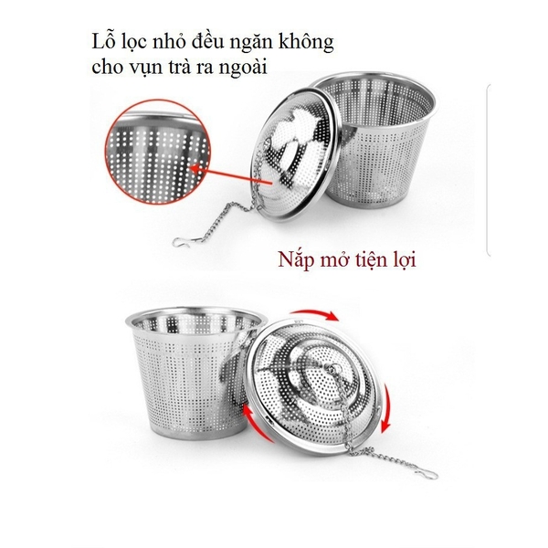 Lọc trà inox 304 hình trụ, có dây treo, không gỉ, nhiều kích thước - HVL