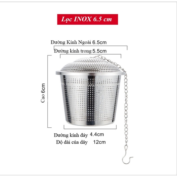 Lọc trà inox 304 hình trụ, có dây treo, không gỉ, nhiều kích thước - HVL