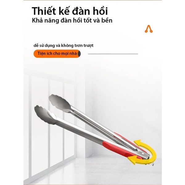 Kẹp gắp thức ăn, gắp đá bằng inox có móc treo bọc nhựa/ kim loại tiết kiệm diện tích  - HVL TEA