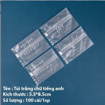 Túi đựng bánh kẹo, màu trắng Chữ tiếng anh, hàn nhiệt - BB35 - KING OF OPP