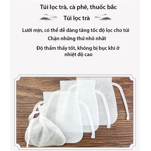Combo 50 túi lọc trà, vải không dệt có dây thắt, kiểu dáng hũ có tai, tăng tốc độ lọc, thẩm thấu tốt - HVL
