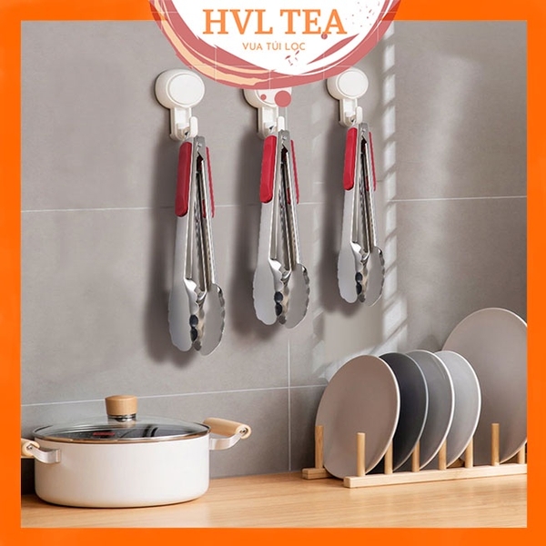 Kẹp gắp thức ăn, gắp đá bằng inox có móc treo bọc nhựa/ kim loại tiết kiệm diện tích  - HVL TEA