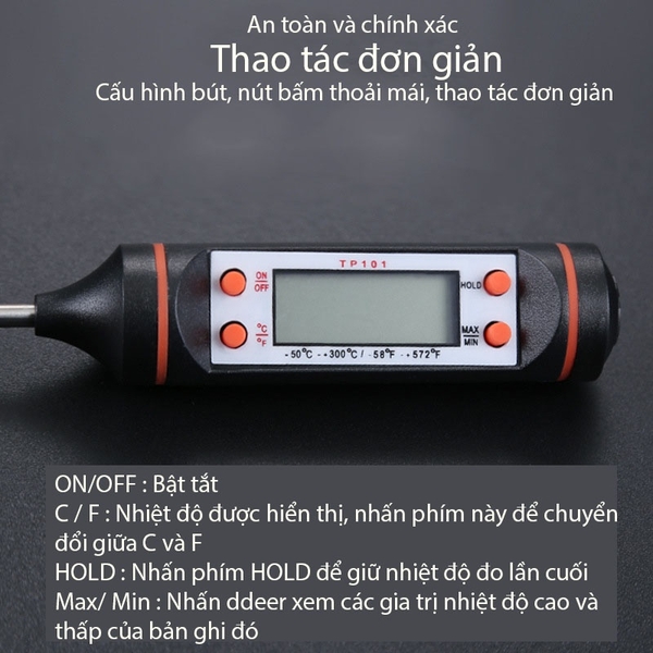 Nhiệt kế đo nhiệt độ nước pha chế đồ uống, thực phẩm - HVL TEA