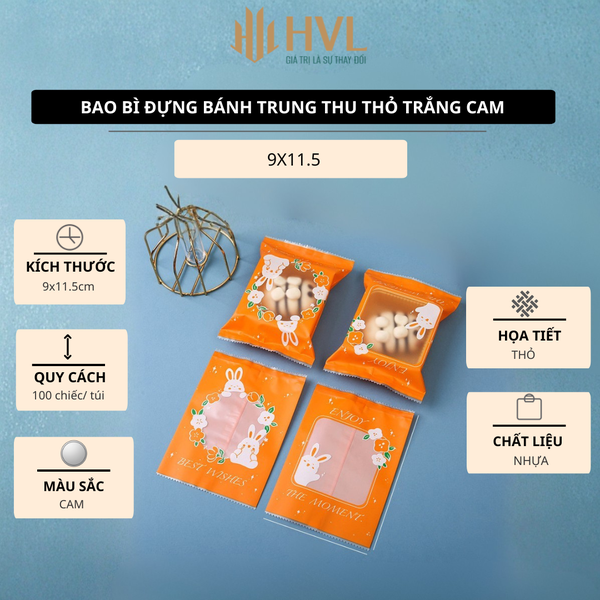 Bao bì đựng bánh trung thu Thỏ Cam 100 túi/sp