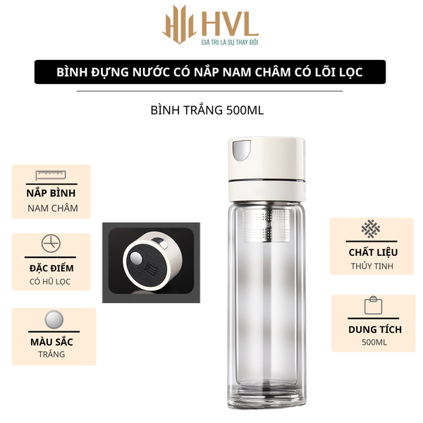 Bình đựng nước có nắp nam châm có lõi lọc