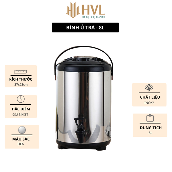 Thùng giữ nhiệt inox ủ trà sữa 3 lớp giữ nóng lạnh 8L-10L-12L - HVL TEA