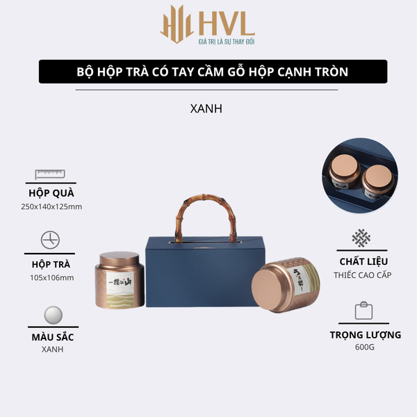Bộ Hộp Trà Quà Tặng HT59 Tay Cầm Gỗ Sang Trọng | Bao Bì HVL