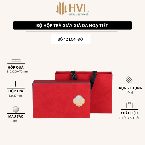 Bộ Hộp Trà Giấy Giả Da HT74 Cao Cấp | Quà Tặng Doanh Nghiệp Sang Trọng