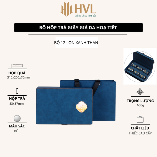 Bộ Hộp Trà Giấy Giả Da HT74 Cao Cấp | Quà Tặng Doanh Nghiệp Sang Trọng