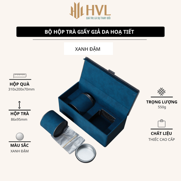 Bộ Hộp Trà Giấy Giả Da HT74 Cao Cấp | Quà Tặng Doanh Nghiệp Sang Trọng