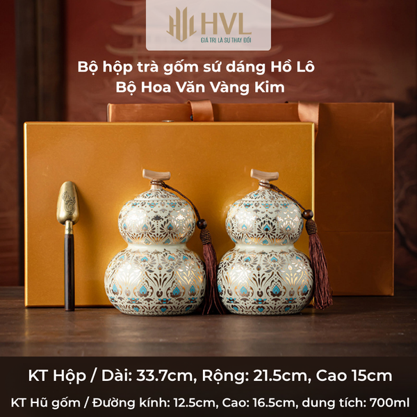 Bộ họp trà gốm sứ dáng Hồ Lô kèm túi