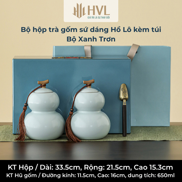 Bộ họp trà gốm sứ dáng Hồ Lô kèm túi