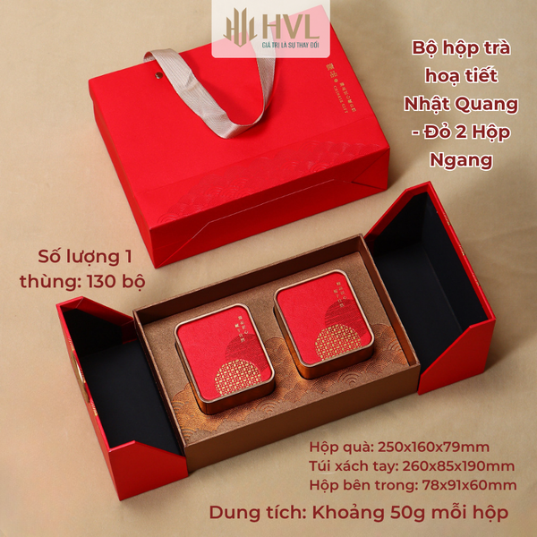 Bộ hộp trà hoạ tiết con đường tơ lụa kèm túi