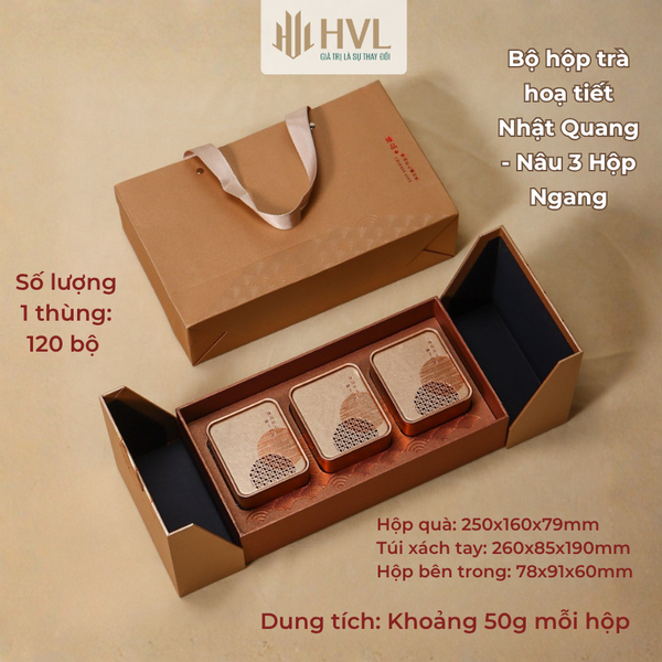 Bộ hộp trà hoạ tiết con đường tơ lụa kèm túi