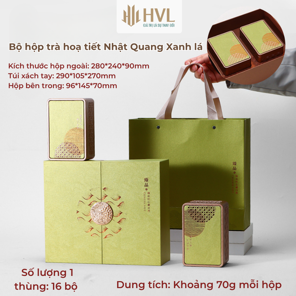 Bộ hộp trà hoạ tiết con đường tơ lụa kèm túi