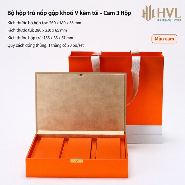 Bộ Hộp Trà Nắp Gập Khóa V Kèm Túi – Nhiều Màu, Nhiều Quy Cách