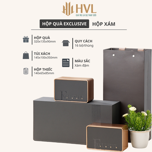 Bộ hộp trà thiếc Exclusive kèm túi cao cấp - HVL TEA