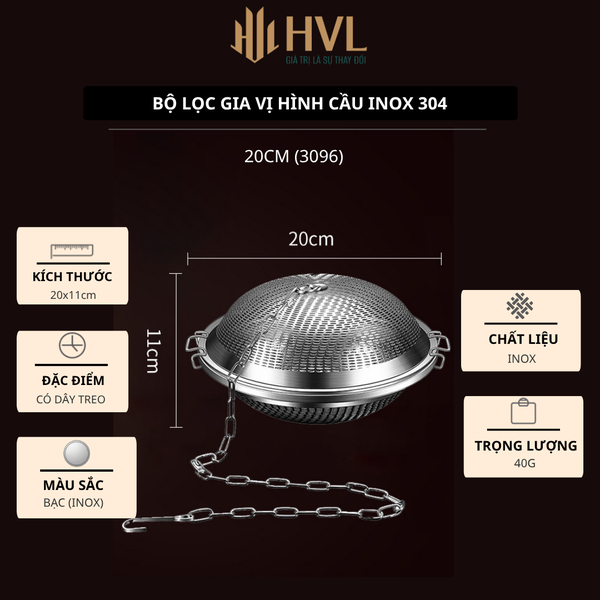 Bộ lọc gia vị hình cầu inox 304