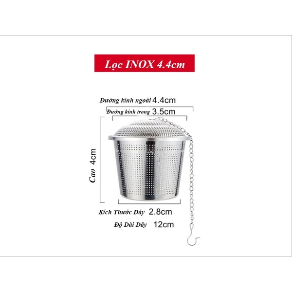 Lọc trà inox 304 hình trụ, có dây treo, không gỉ, nhiều kích thước - HVL