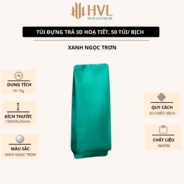 Túi Đựng Trà 3D Nhôm Trơn & Nhám 15x5.5x2.5cm – 50 Túi/Bịch