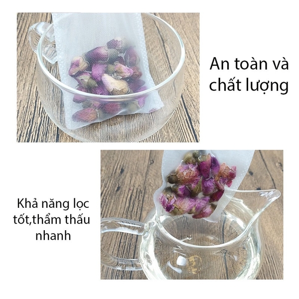 Combo 100 Túi Lọc Trà Không Dây Rút Hàn Nhiệt, Chất Liệu Lưới An Toàn - HVL