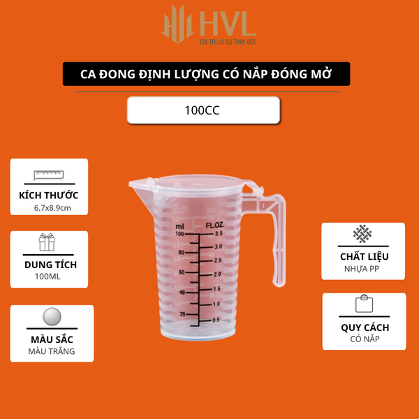 Ca đong định lượng có nắp