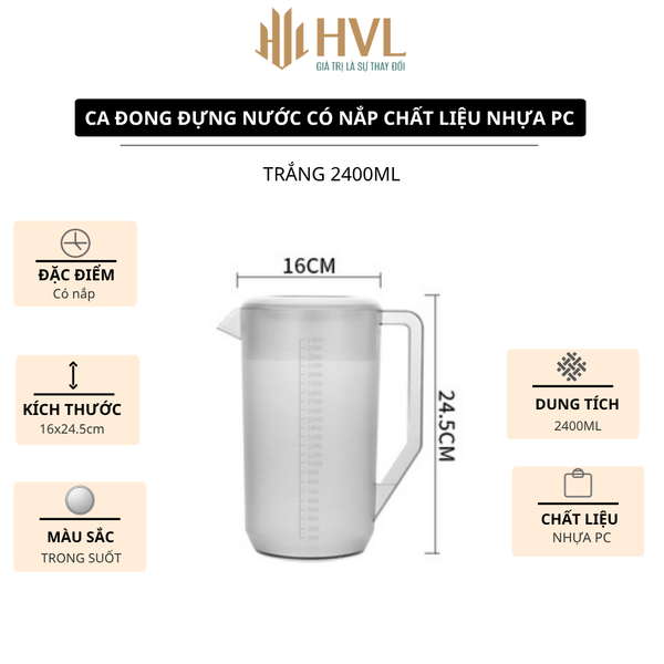 Ca đong đựng nước có nắp chất liệu nhựa PC