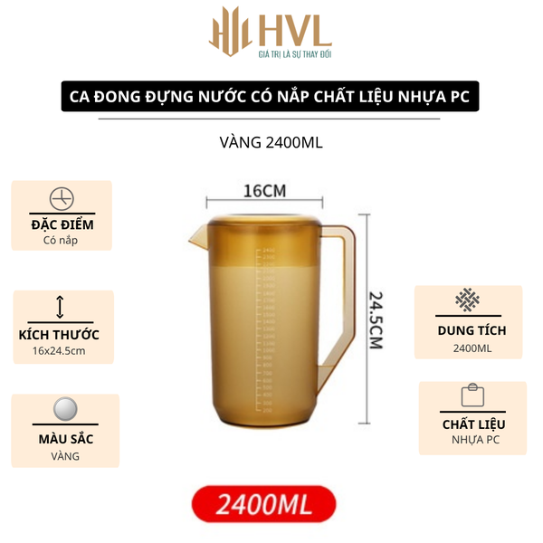 Ca đong đựng nước có nắp chất liệu nhựa PC