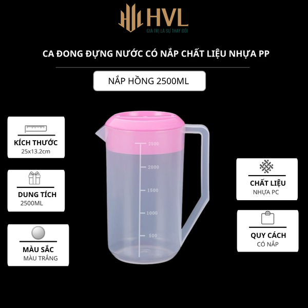 Cốc đong ca đong, chịu nhiệt cao, dung tích lớn, bình đựng nước có nắp - HVL TEA