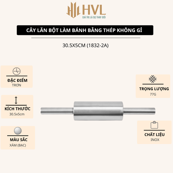 Cây lăn bột làm bánh bằng thép không gỉ