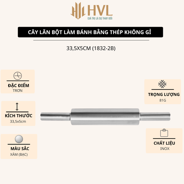 Cây lăn bột làm bánh bằng thép không gỉ