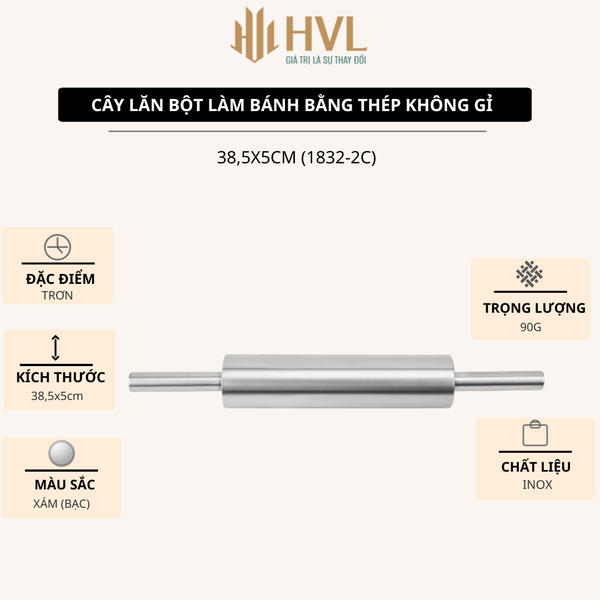 Cây lăn bột làm bánh bằng thép không gỉ