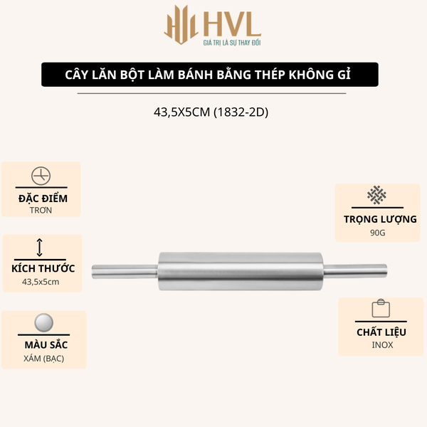 Cây lăn bột làm bánh bằng thép không gỉ