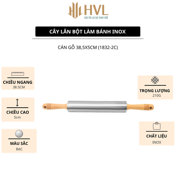 Cây lăn bột làm bánh bằng thép không gỉ