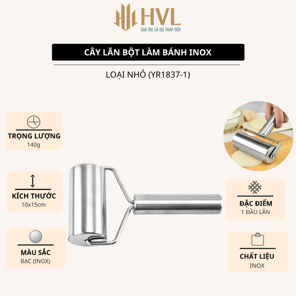 Cây lăn bột làm bánh bằng thép không gỉ