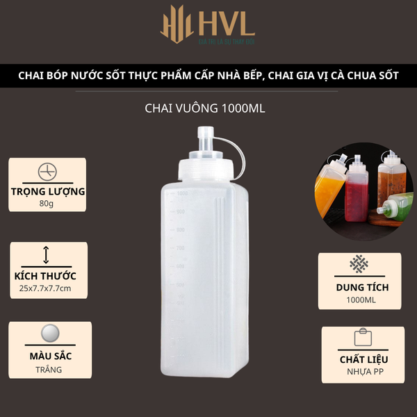 Chai bóp nước sốt thực phẩm cấp nhà bếp, chai gia vị cà chua sốt - HVL TEA