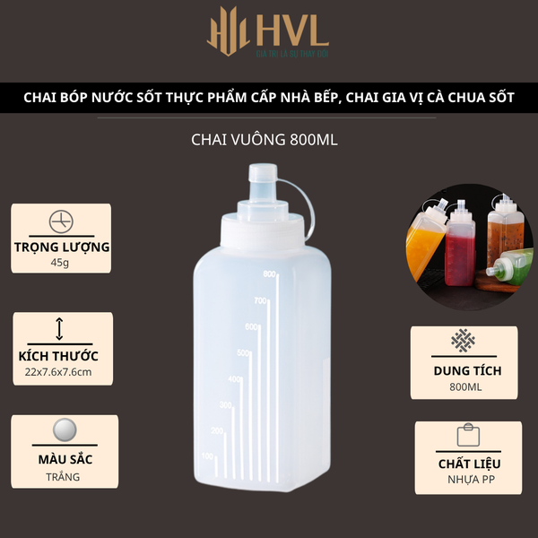Chai bóp nước sốt thực phẩm cấp nhà bếp, chai gia vị cà chua sốt - HVL TEA