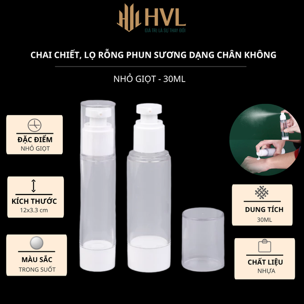 Chai chiết, lọ rỗng phun sương dạng chân không